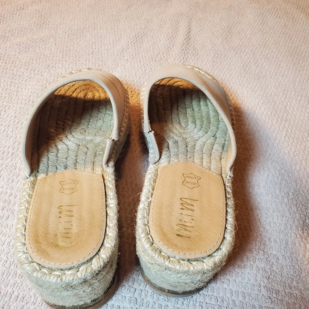 mi.im‎ women's shoes Eva Espadrille Slip On Real Suede Platform Casual Beige